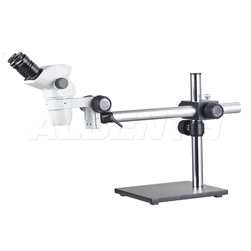 Albenth 0.67x-4.5x WF10X/22mm Binocular Boom stand stereo microscope, 45 inclined 360 rotatable head