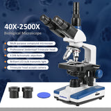 Albenth KHU-210T 40X-2500X Professional LED Brightfield Trinocular Microscope Magnification with Siedentopf Head, 3D Mechanical Stage