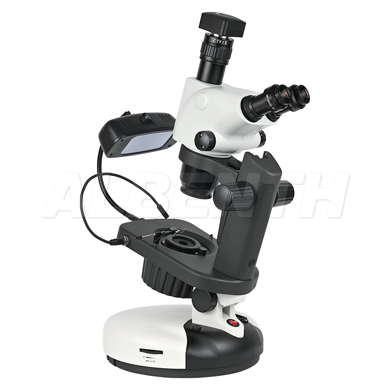 Albenth 6.5X-65X Trinocular Zoom Stereo Gemology Jewelry microscope Microscope Track Stand Microscopes With 5.1MP Camera