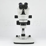 Albenth 7X-45X Trinocular Pillar Stand Zoom Stereo Microscope with 0.5X Auxiliary Lens, Top and Bottom LED Light