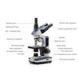 SWIFT SW350T 40X-2500X Biological Trinocular Microscope With 10X 25X Eyepieces, Mechanical Stage, Abbe Condenser