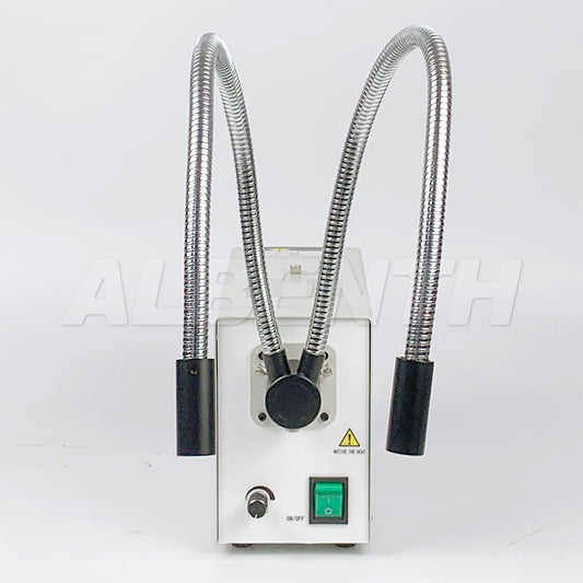 Albenth 150W Halogen Cold Fiber Dual Gooseneck Microscope Illuminator