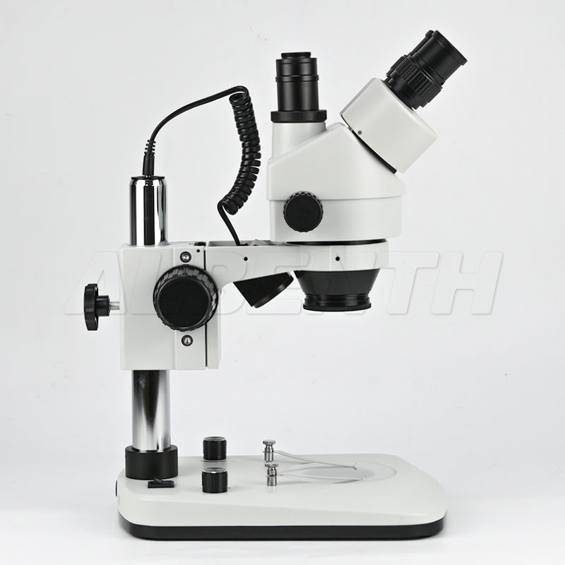 7X-45X Trinocular Pillar Stand Zoom Stereo Microscope with Top and Bottom LED Lights