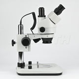 Albenth 7X-45X Trinocular Pillar Stand Zoom Stereo Microscope with 0.5X Auxiliary Lens, Top and Bottom LED Light