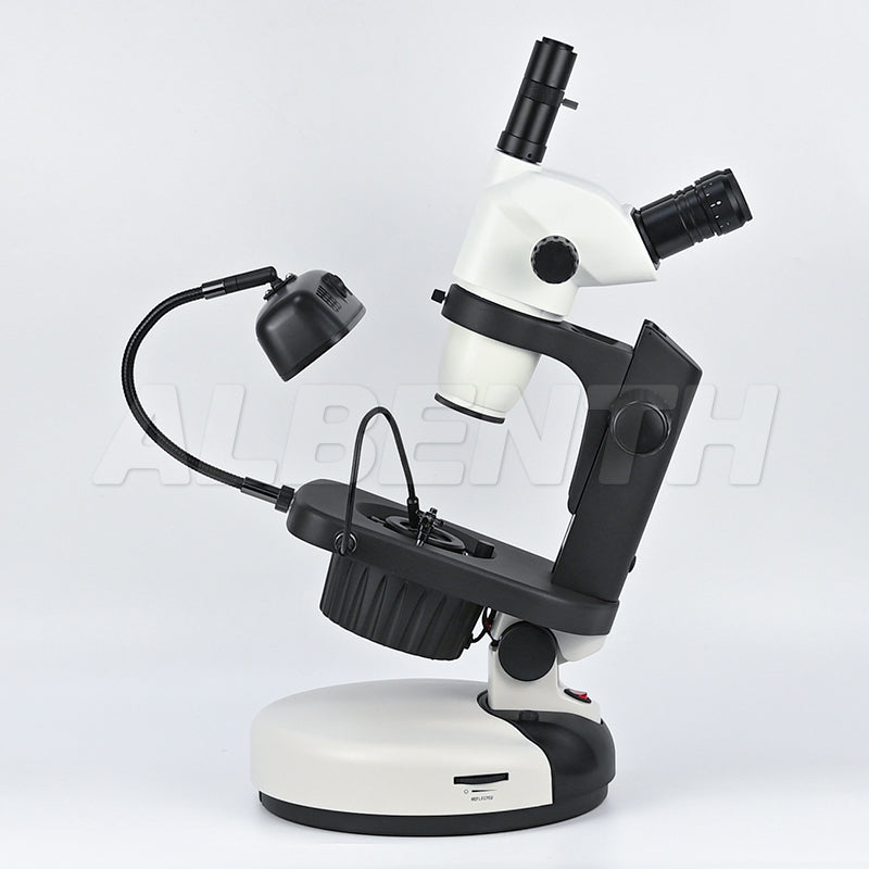 Albenth 6.7X-45X Trinocular Zoom Stereo Gemological Jewelry Microscope Track Stand Microscopes