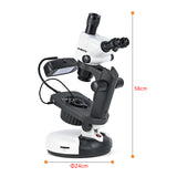 Albenth Trinocular Zoom Gemological Stereo Microscope 6.5X-65X Professional Jewelry Microscope With Light Source Jewelry Clip