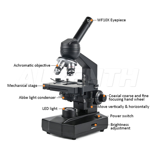 Albenth 40X-400X Magnification Student Monocular Compound Biological Microscope