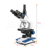 Albenth KHU-210T 40X-2500X Professional LED Brightfield Trinocular Microscope Magnification with Siedentopf Head, 3D Mechanical Stage