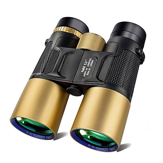 Cuerpo de metal de 12x42 HD Binoculars con color dorado.